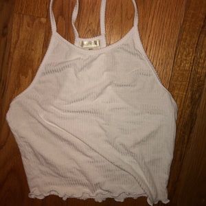 white cropped racer back tank top
